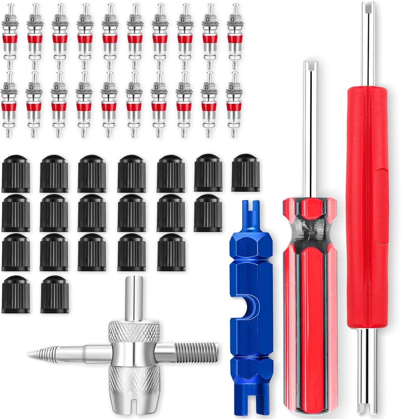 ptiysta 44pcs Stem Removal Tool, Spool Removal and Installation Tool, Four-Way Valve Tool, Spool, Stem Cover. Suitable for All Types of Tires - Image 1